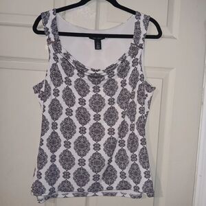 White House Black Market Sleeveless Blouse Wz XL With White And Black Design